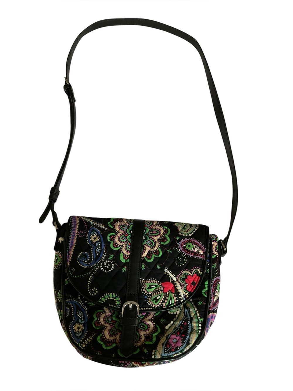 Vera Bradley Black Floral Paisley Crossbody Bag - Women